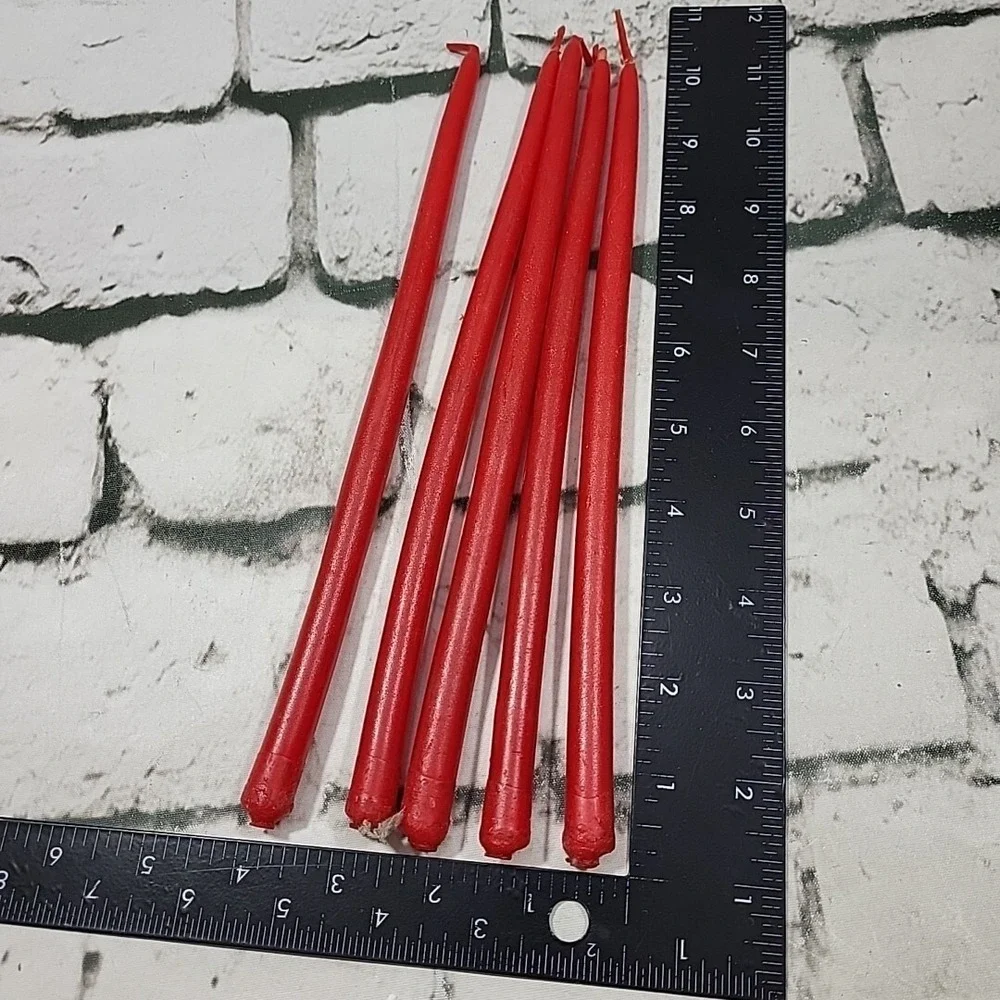 Vintage Hand‎ Dipped Candles Tiny Tapers Red 10